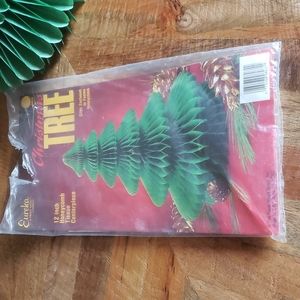 Vintage 12 inch honeycomb tissue paper centerpiece Christmas tree